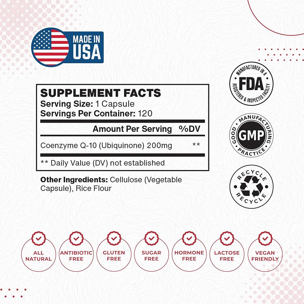 Foods For Gut Coenzyme Q10-Ubiquinone 200mg - 120 Vegetarian Capsules - image 2