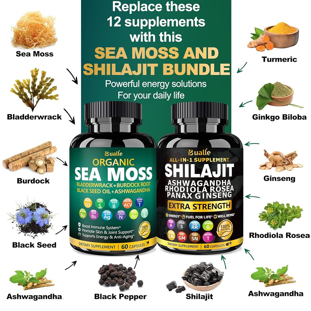Bualle Shilajit Capsules with Ashwagandha & Ginseng - 120 Capsules - image 2