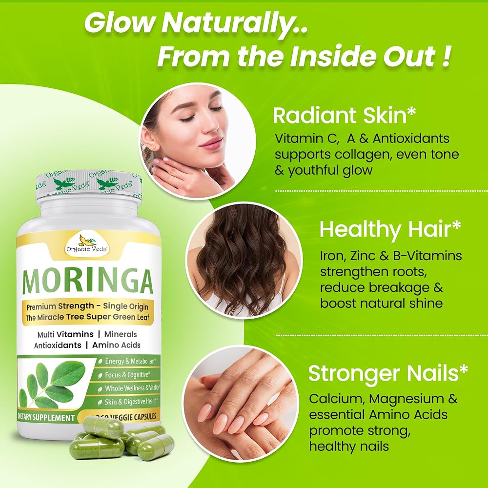 Organic Veda Moringa Capsule 1000mg - 360 Vegan Capsules - image 8