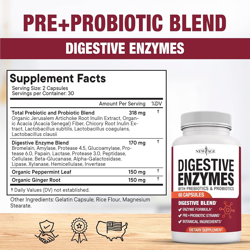 NEW AGE Digestive Enzymes for Gut Health - 120 Capsules - image 3
