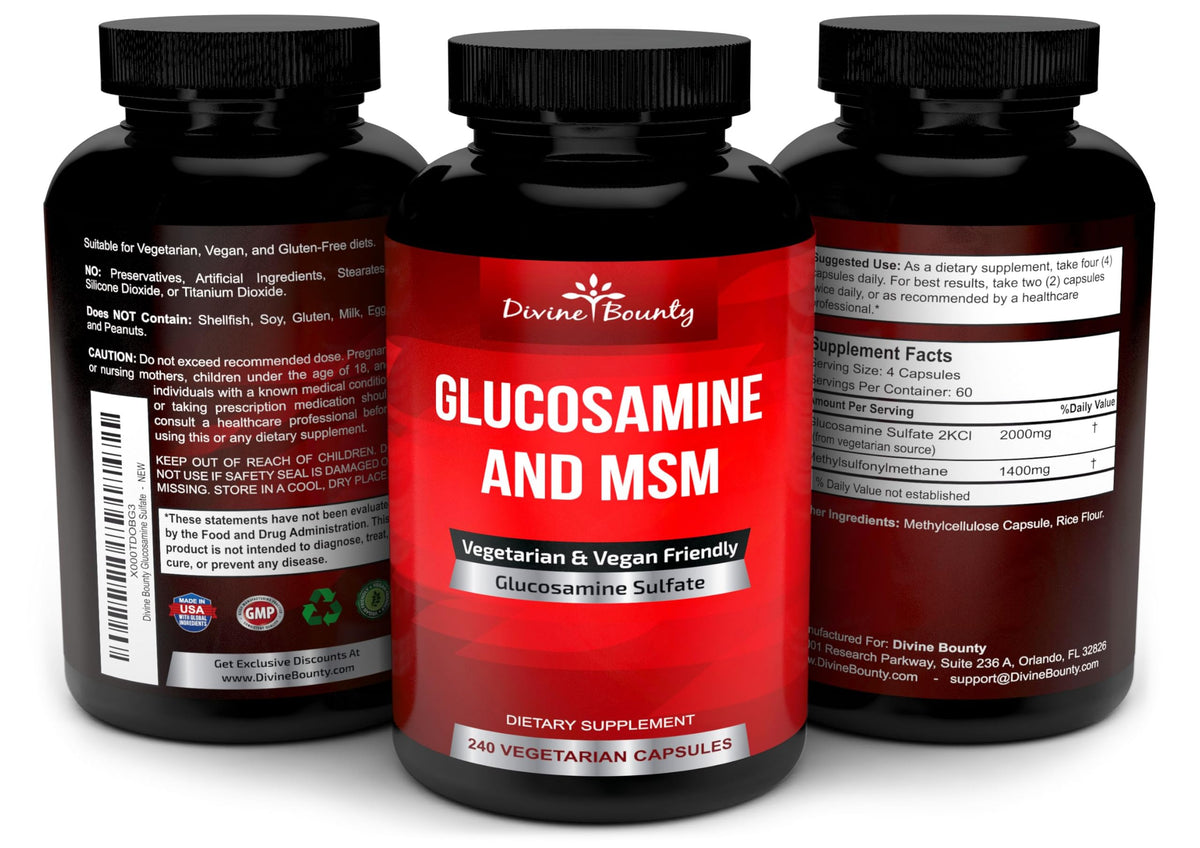 Divine Bounty Glucosamine Sulfate 2000mg with MSM - 240 Capsules - image 4