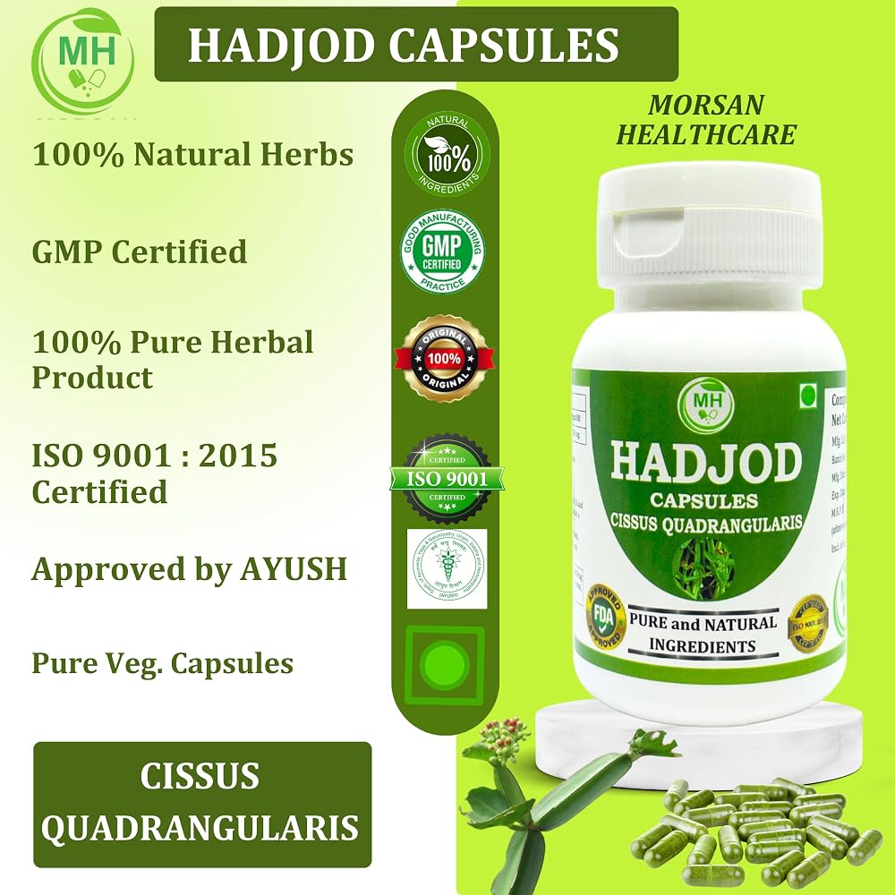 Morsan Healthcare Hadjod Cissus Quadrangularis 500mg - 120 Capsules - image 9