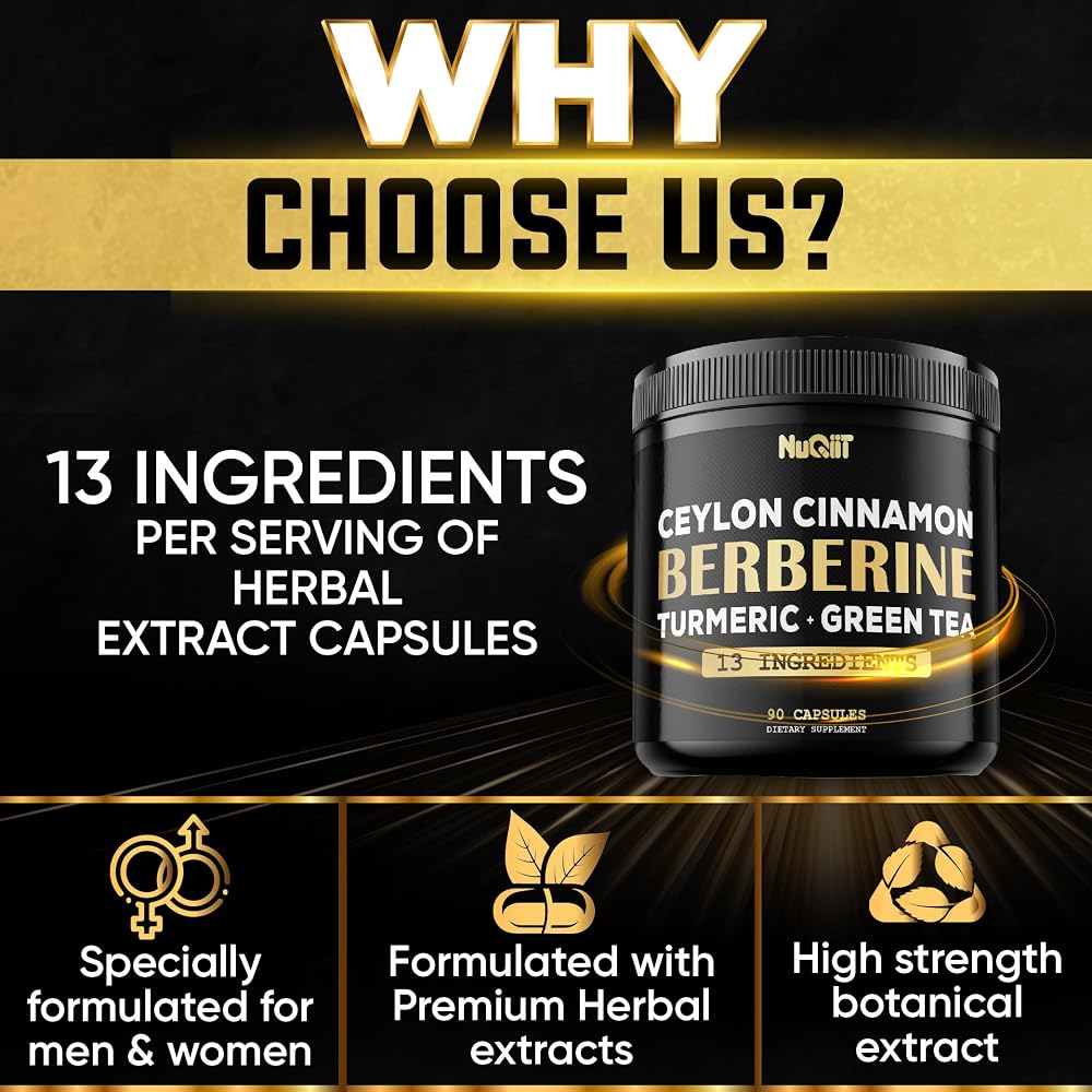 NUQIIT Berberine Supplement with Turmeric & Green Tea - 90 Capsules - image 5