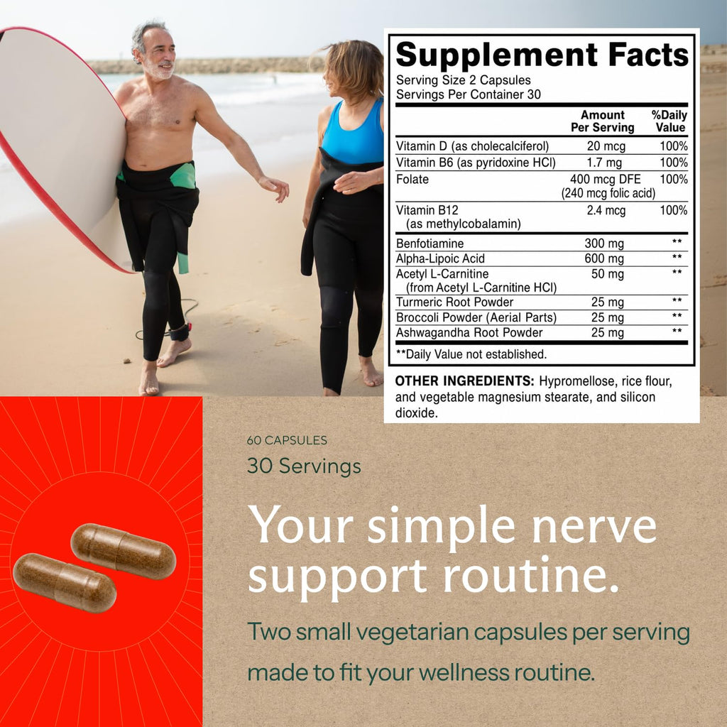 Sunergetic Nerve Support Supplement with Alpha Lipoic Acid 600 mg - 60 Capsules - image 4