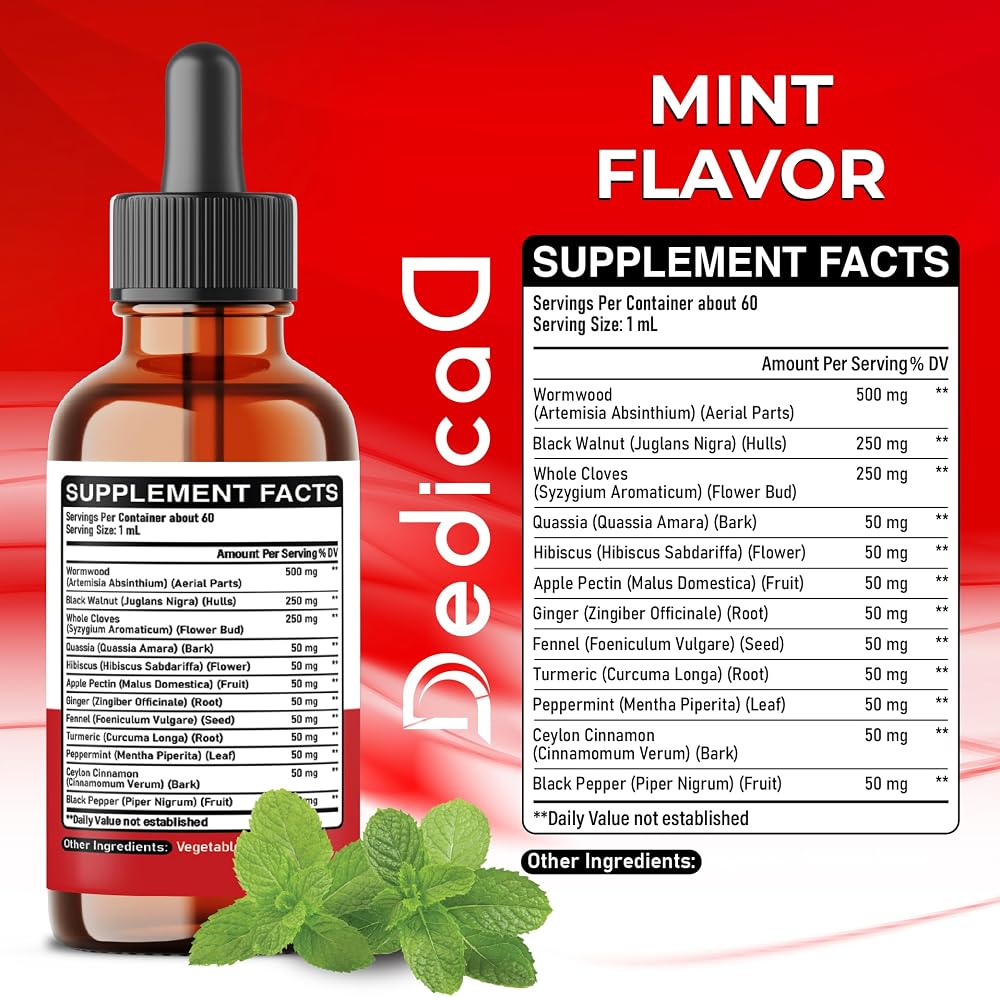 DEDICAD 12-in-1 Wormwood Liquid Drops with Black Walnut - 2 Fl Oz - image 2