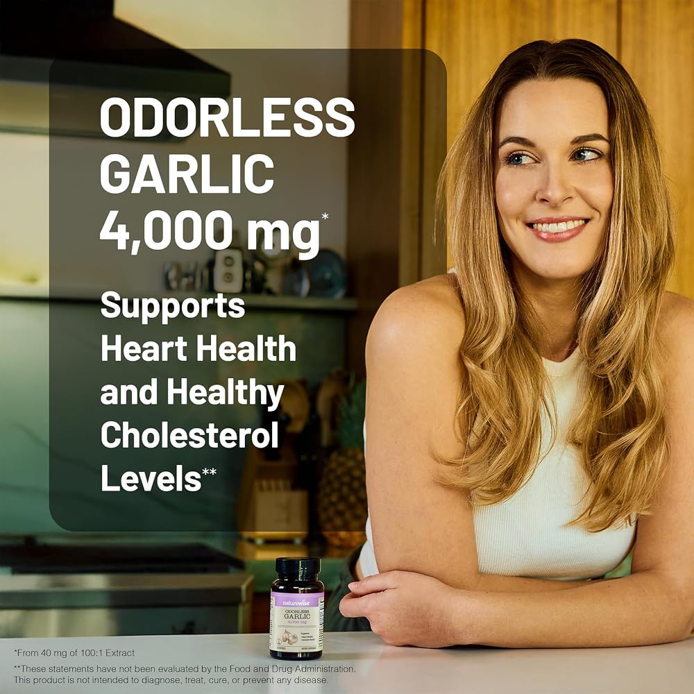 NatureWise Odorless Garlic Supplement 4000mg - Ultra Potent 100:1