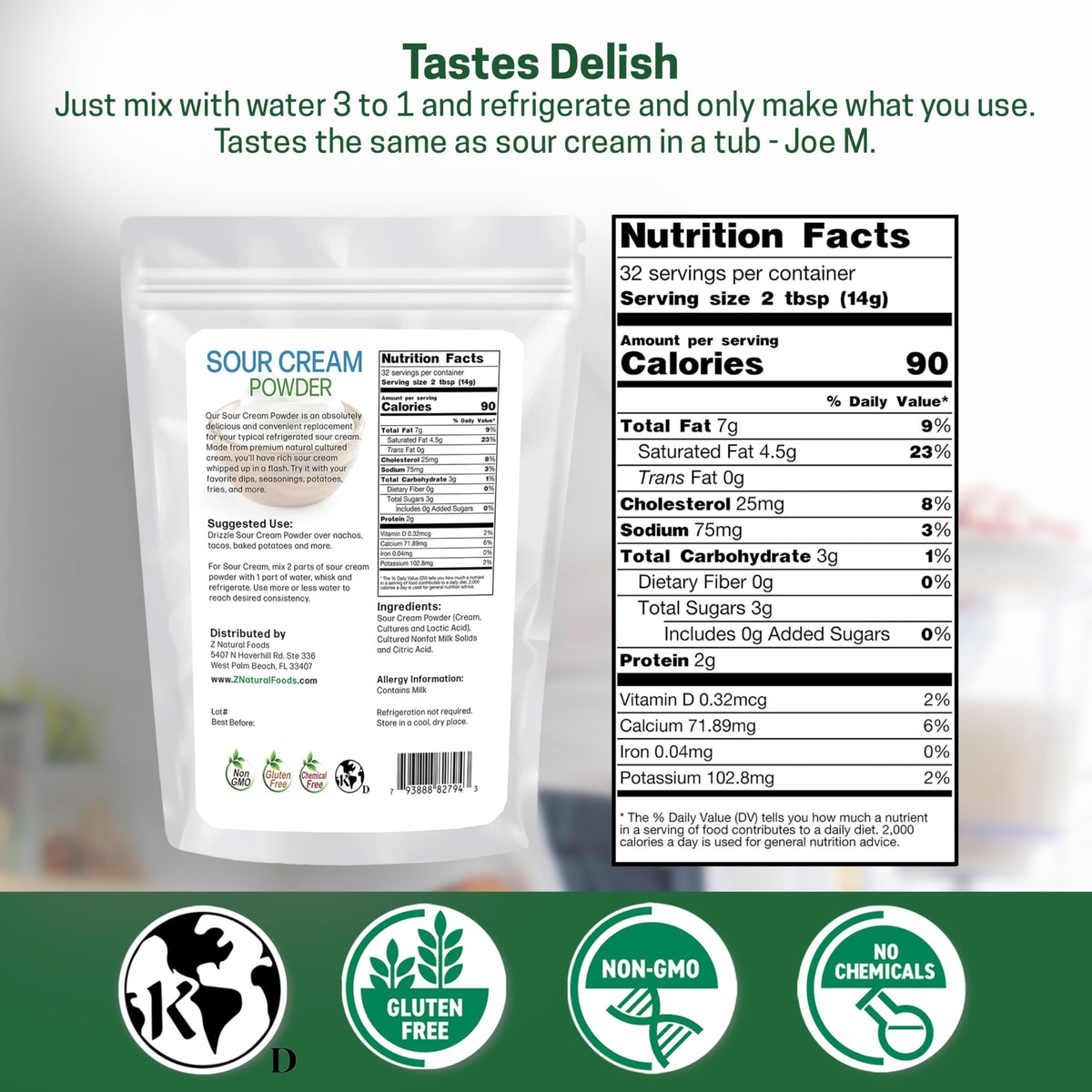 Z Natural Foods Sour Cream Powder - 16 Ounce - image 2