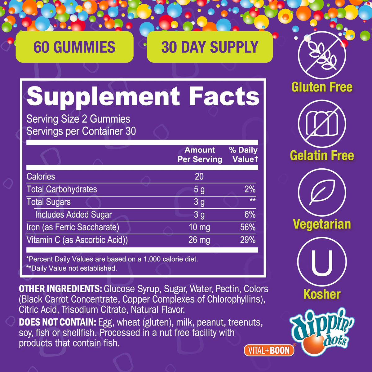 Vital+Boon Iron Gummies with Vitamin C & B12