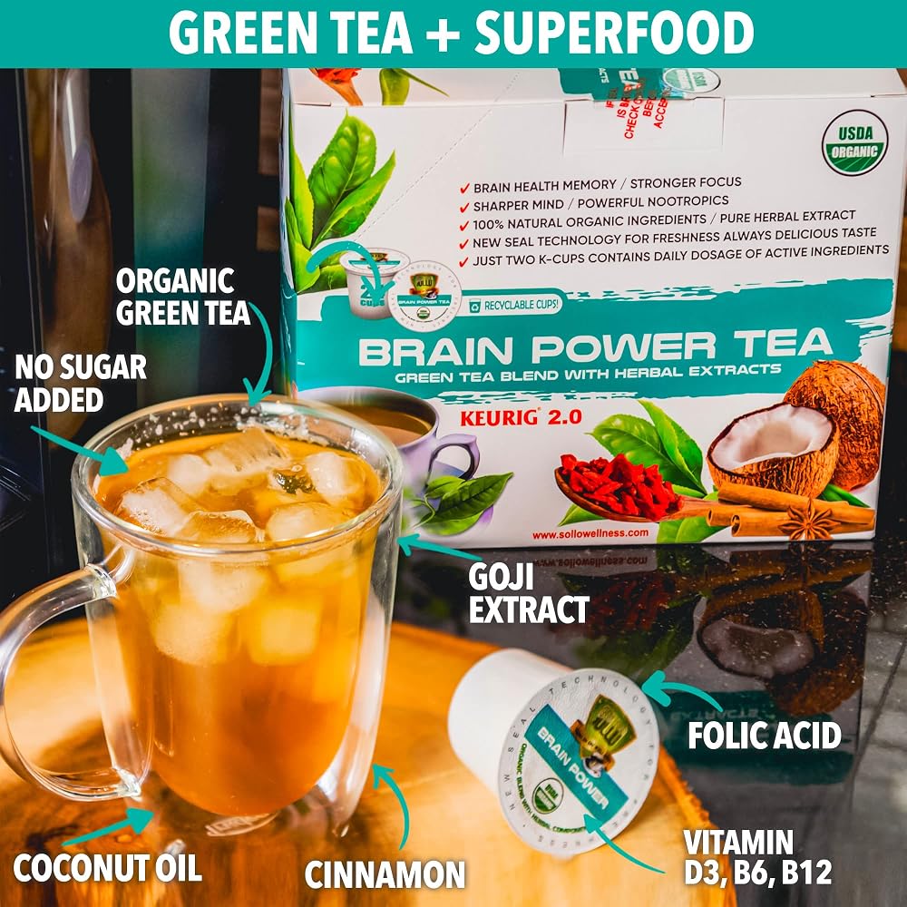 SOLLO Brain Power Organic Green Tea Pods with MCT & Acai - 24 Count - image 2