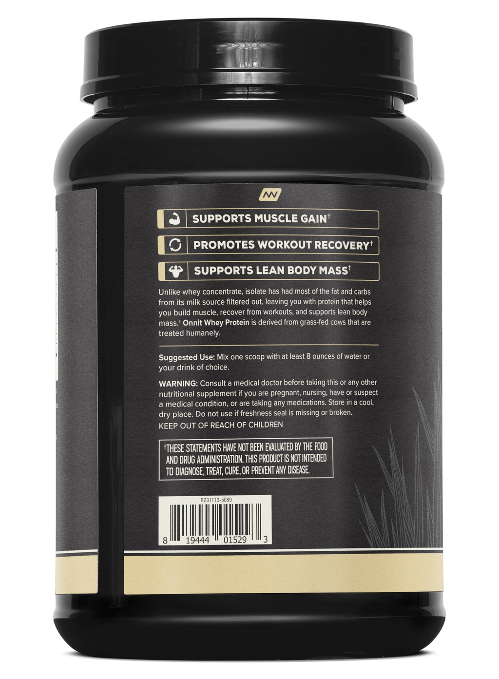 ONNIT Grass Fed Whey Isolate Protein Powder