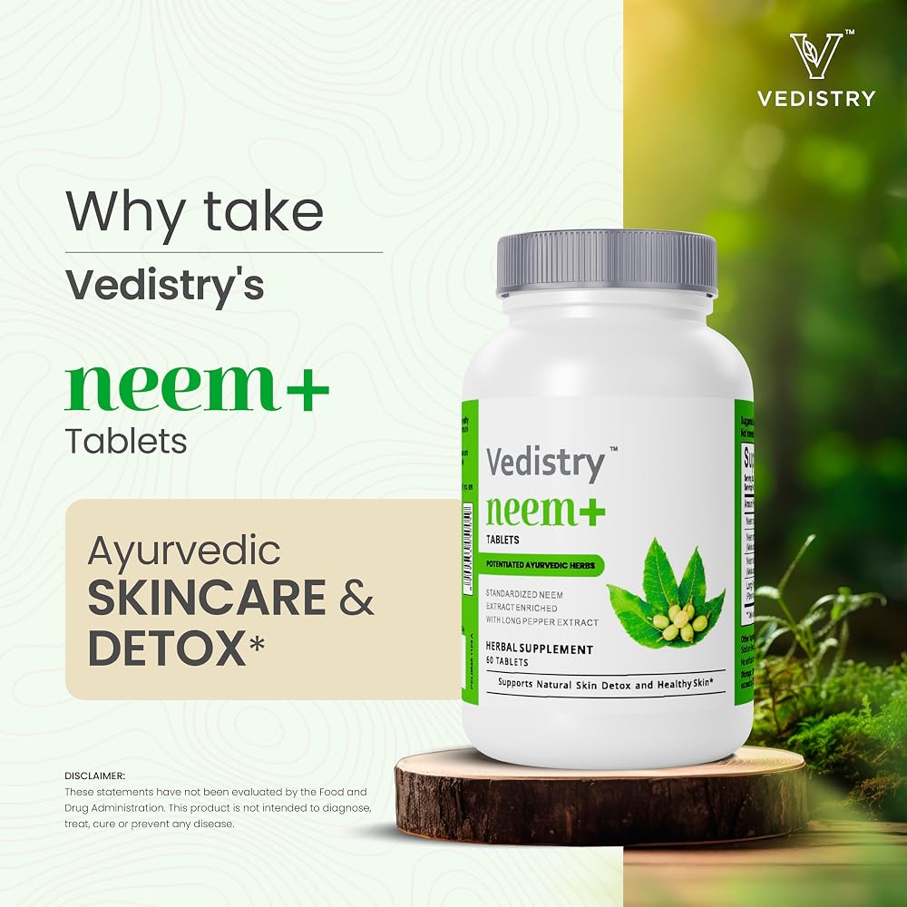 Vedistry Neem Supplements 1100mg for Clear Skin - 60 Tablets - image 3