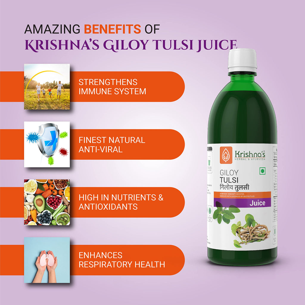 Krishna's Herbal & Ayurveda Giloy Tulsi Juice Immunity Booster - 1 L (Pack of 2) - image 3