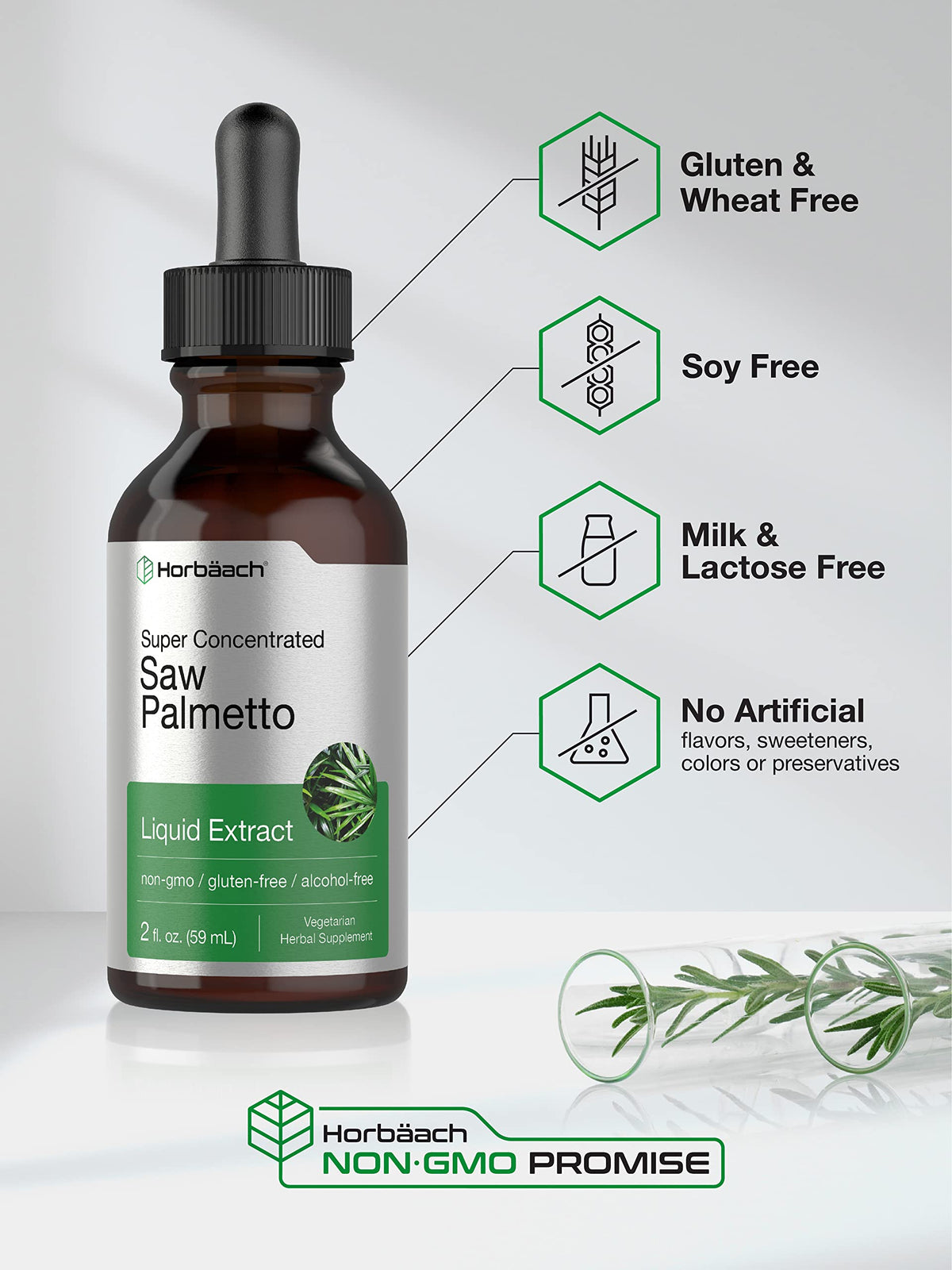 Horbäach Saw Palmetto Liquid Extract Alcohol Free - 2 Fl Oz - image 4