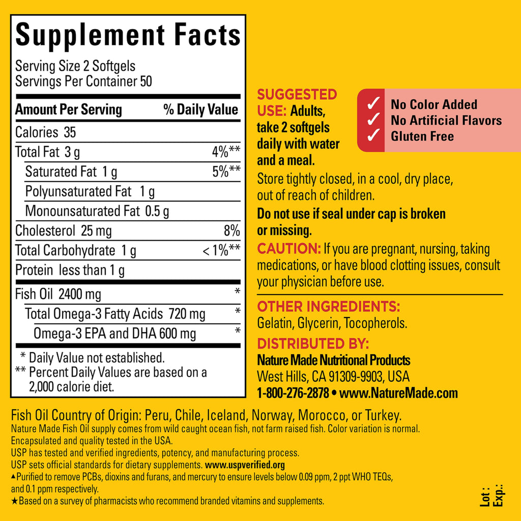 Nature Made Burp-Less Ultra Omega-3 from Fish Oil 1400 mg Softgels