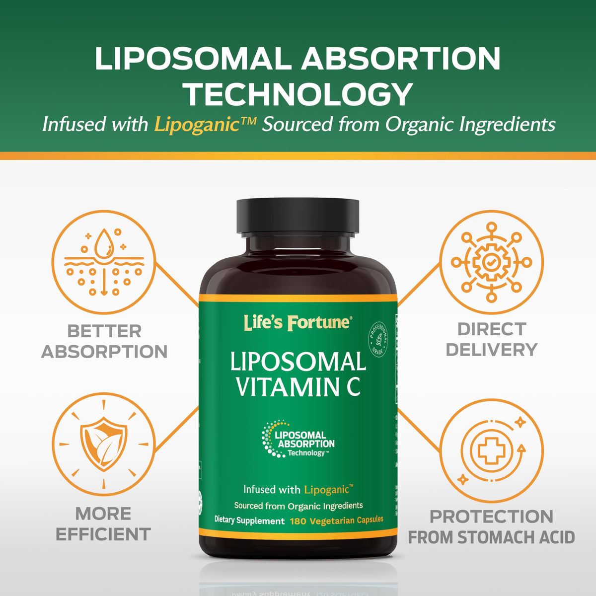 Life's Fortune Liposomal Vitamin C 2100 mg Immune Support - 180 Capsules - image 3