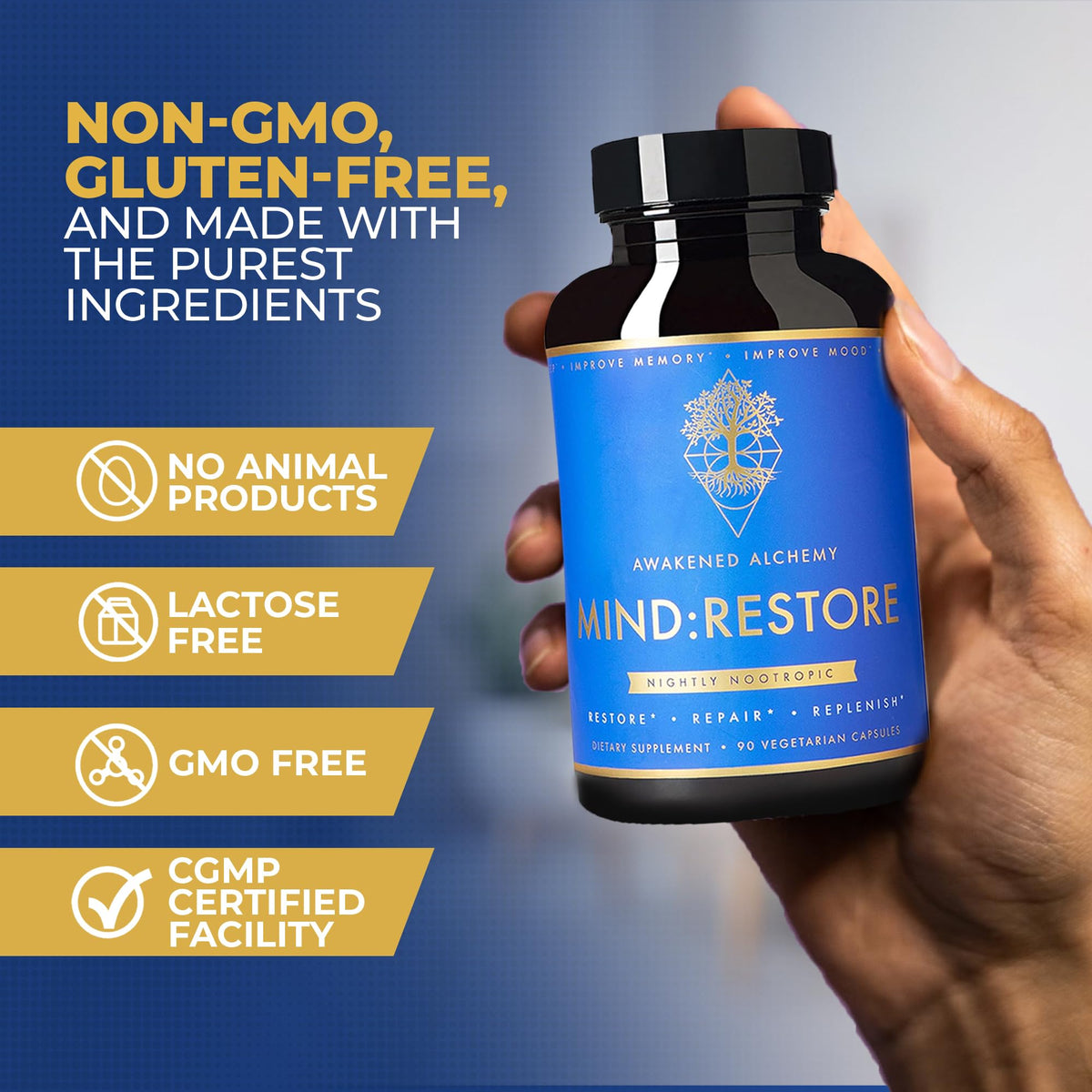 Awakened Alchemy MIND:RESTORE Nighttime Nootropic - 90 Capsules - image 5