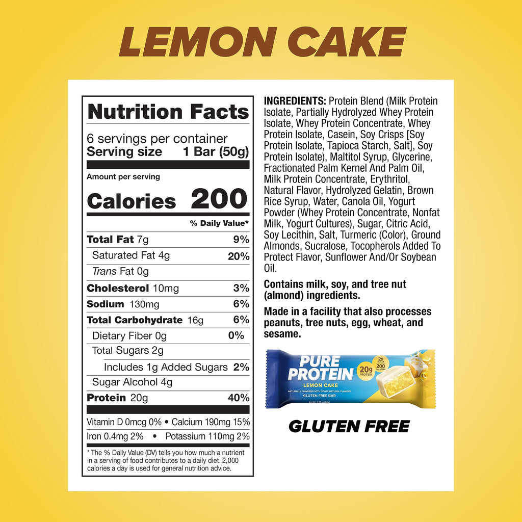 Pure Protein Bars Lemon Cake Flavour - 6 Count - image 3