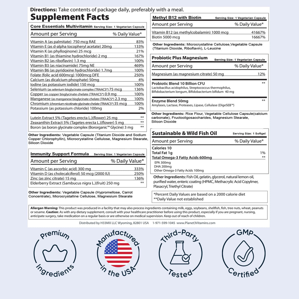 Planet 3 Vitamin Packs Daily Multivitamin for Energy & Immune Support - 90 Packs - image 9