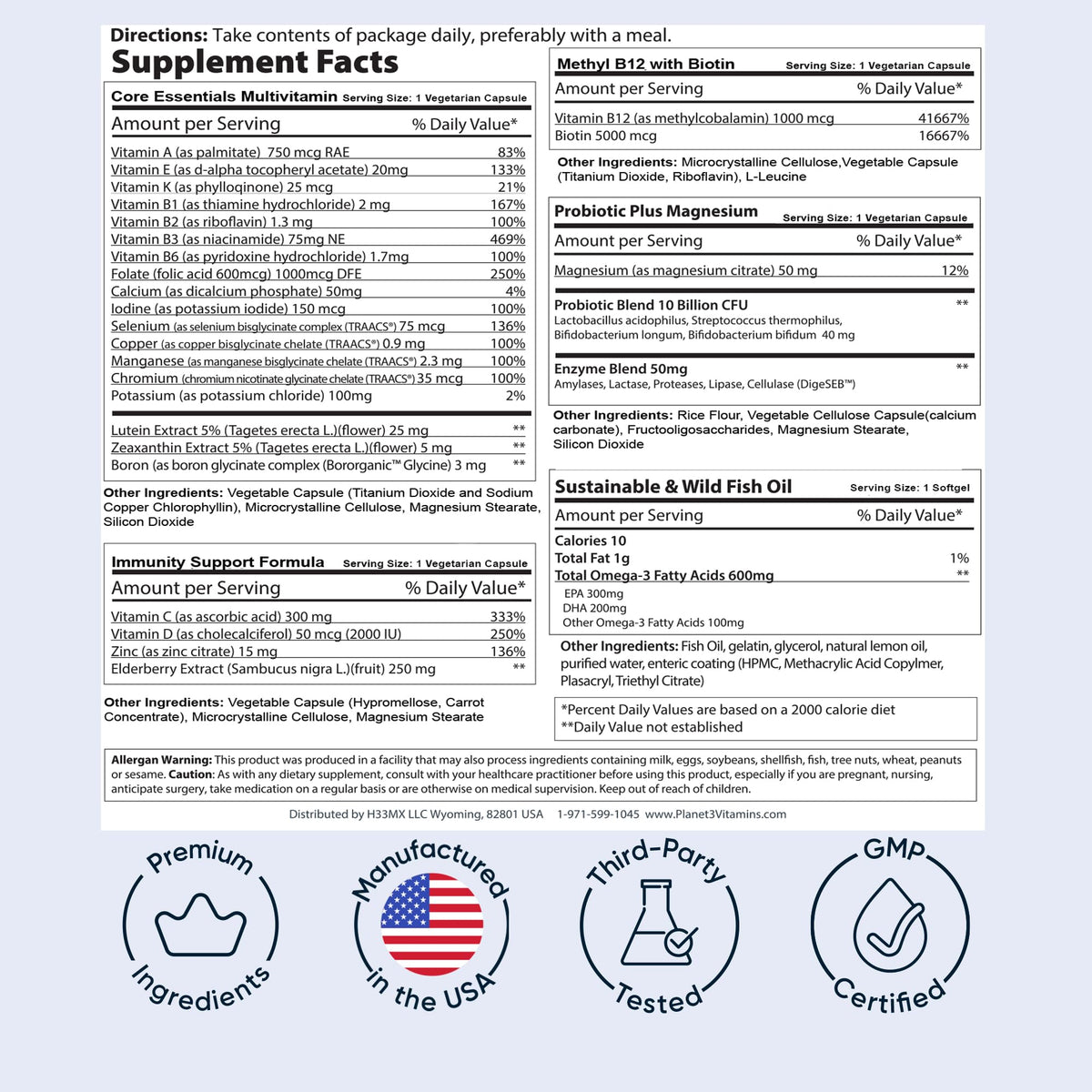 Planet 3 Vitamin Packs Daily Multivitamin for Energy & Immune Support - 90 Packs - image 9