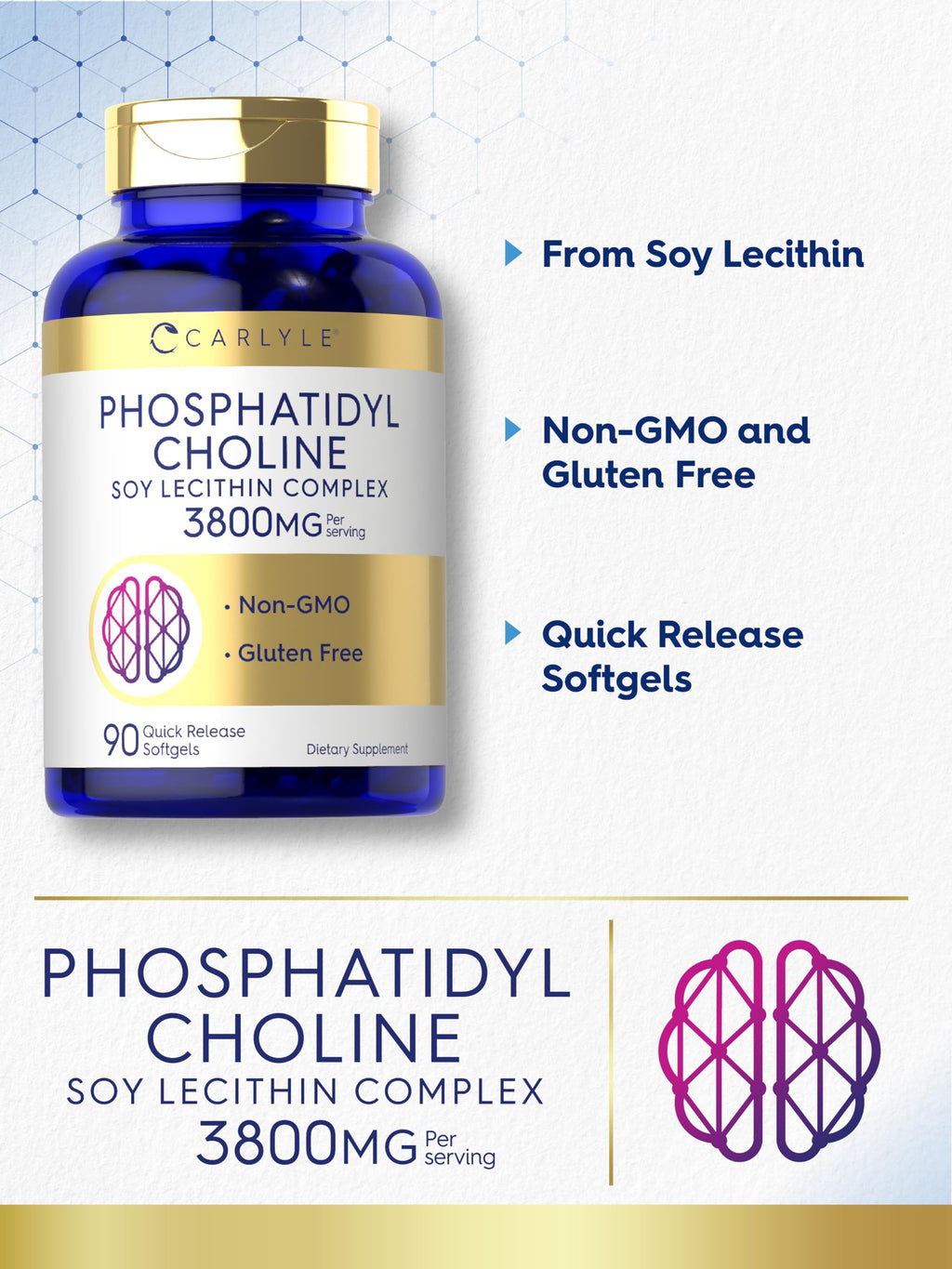 Carlyle Phosphatidyl Choline 3,800mg - 90 Softgels - image 4