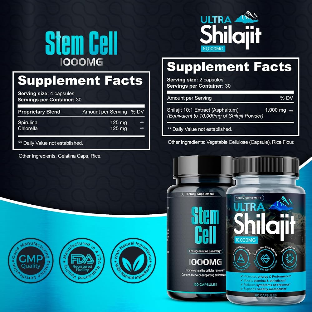 AURA VITAMINS Spirulina & Chlorella + Shilajit Bundle - 180 Capsules - image 4