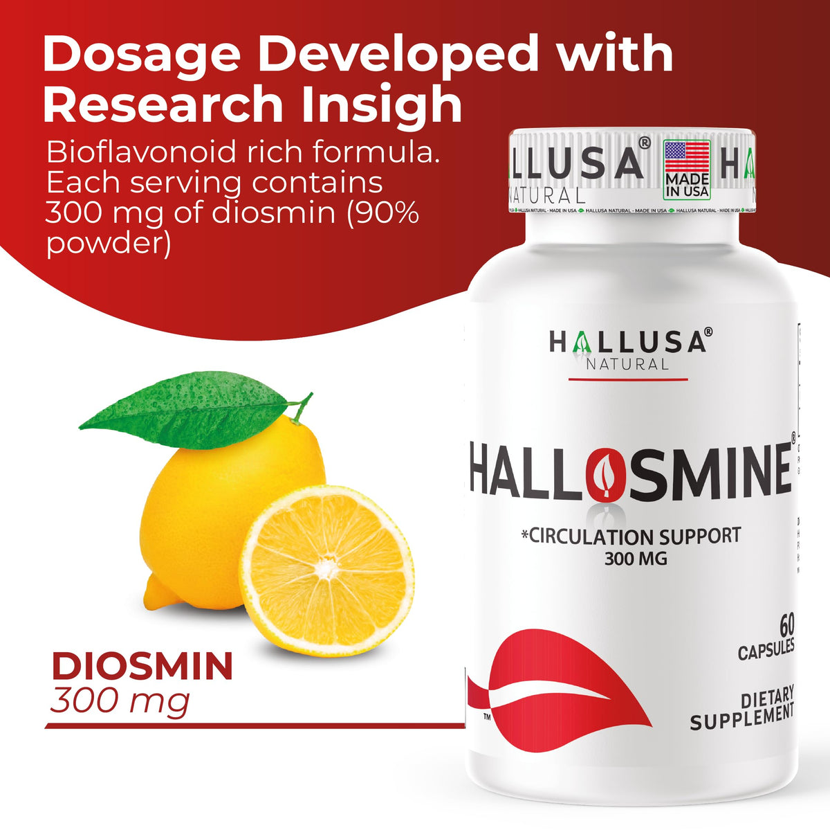Hallusa Natural Diosmin Circulation Support - 60 Capsules - image 4