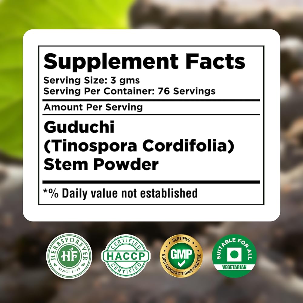 Herbsforever Guduchi Powder Tinospora Cordifolia - 230g - image 4