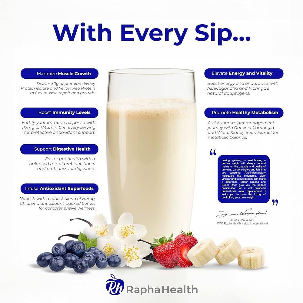 RAPHA HEALTH Superfood Whey Protein Vanilla - 15 Servings - image 3