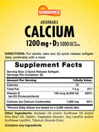 Sundance Calcium 1200 mg with Vitamin D3 5000 IU - 60 Softgels - image 2