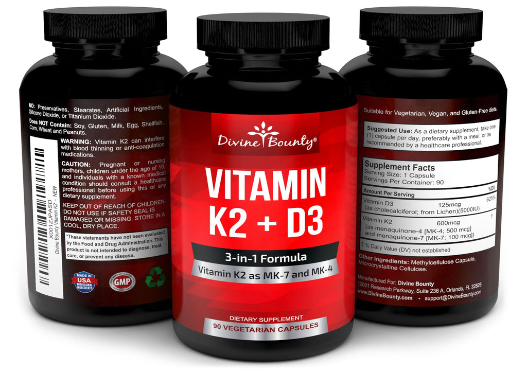 Divine Bounty Vitamin K2 (MK7 & MK4) with D3 5000 IU - 90 Capsules - image 4