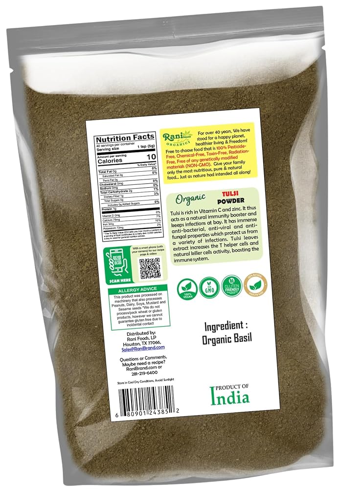 Rani Organic Tulsi Powder Holy Basil - 200g - image 8