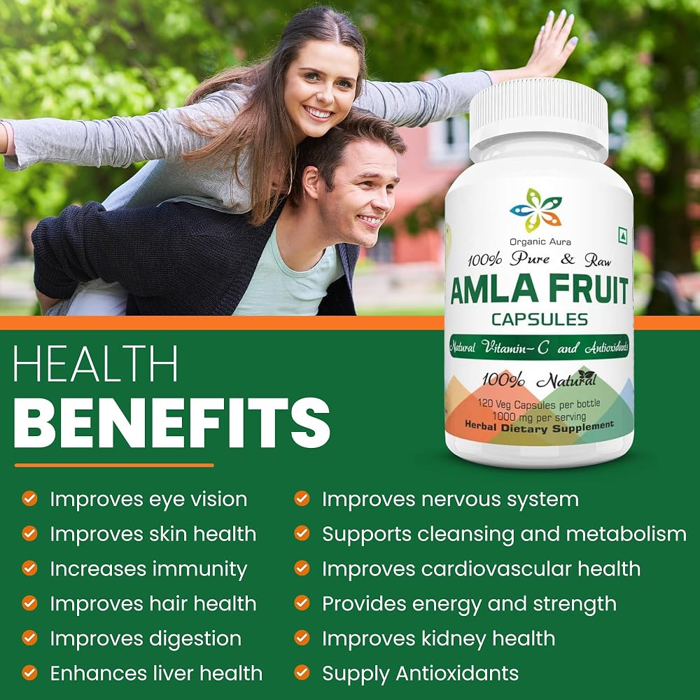 Organic Aura International Amla Capsules 1000mg - 120 Vegetarian Capsules - image 4