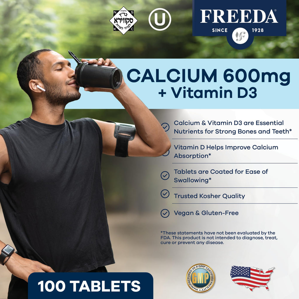 FREEDA Calcium 600mg with Vitamin D3 400 IU - 100 Tablets - image 8