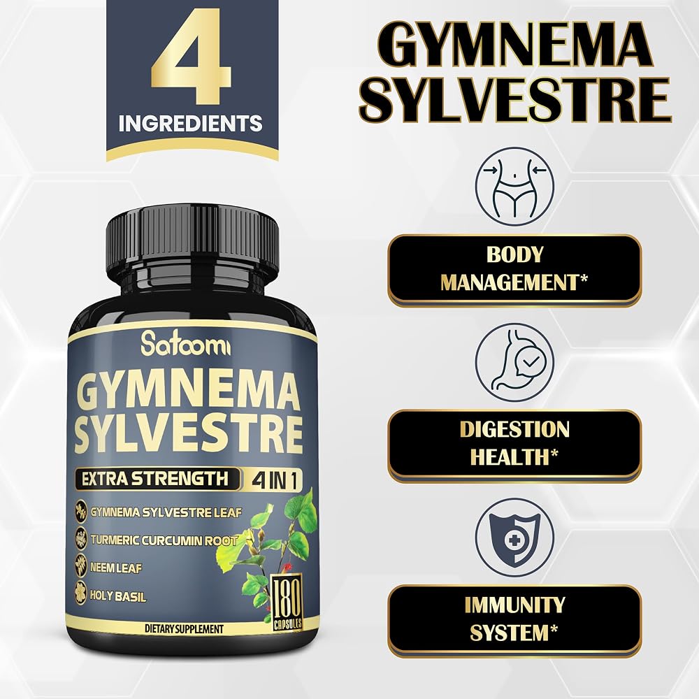 Satoomi Pure Gymnema Sylvestre Capsules Extract - 180 Capsules - image 3