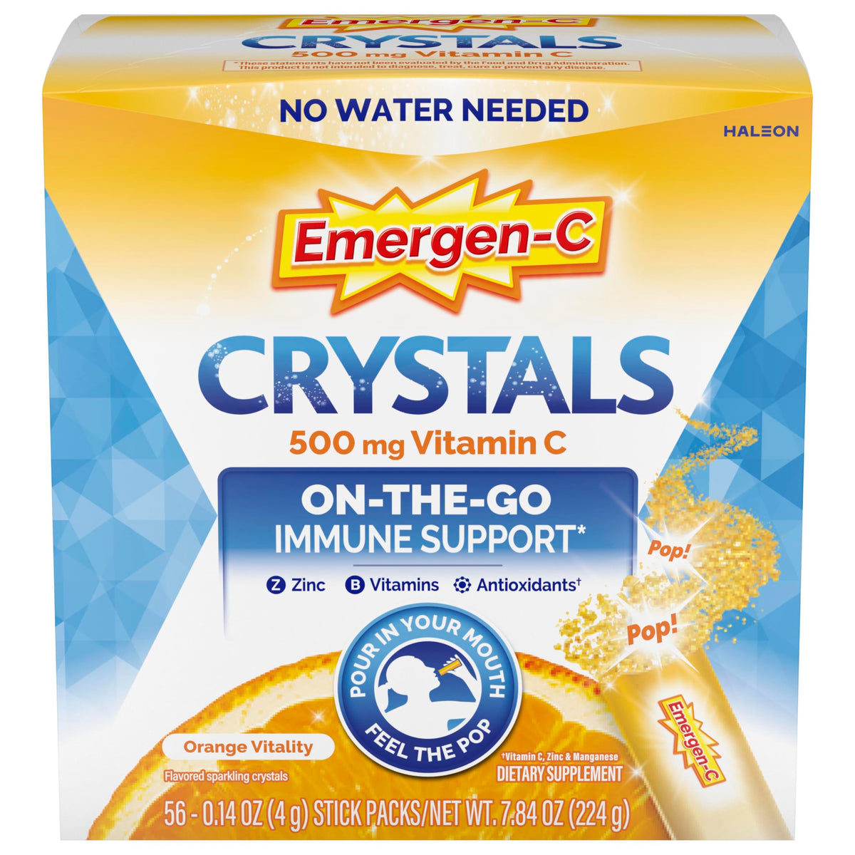 Emergen-C Vitamin C 500mg Immune Support Crystals - 56 Packets