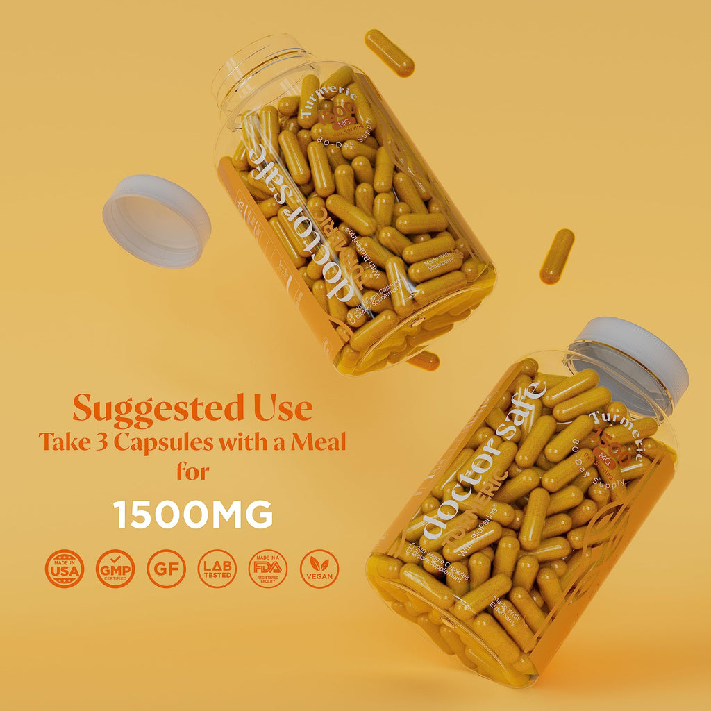 DOCTOR SAFE Turmeric Curcumin with Black Pepper 1500mg - Joint Health