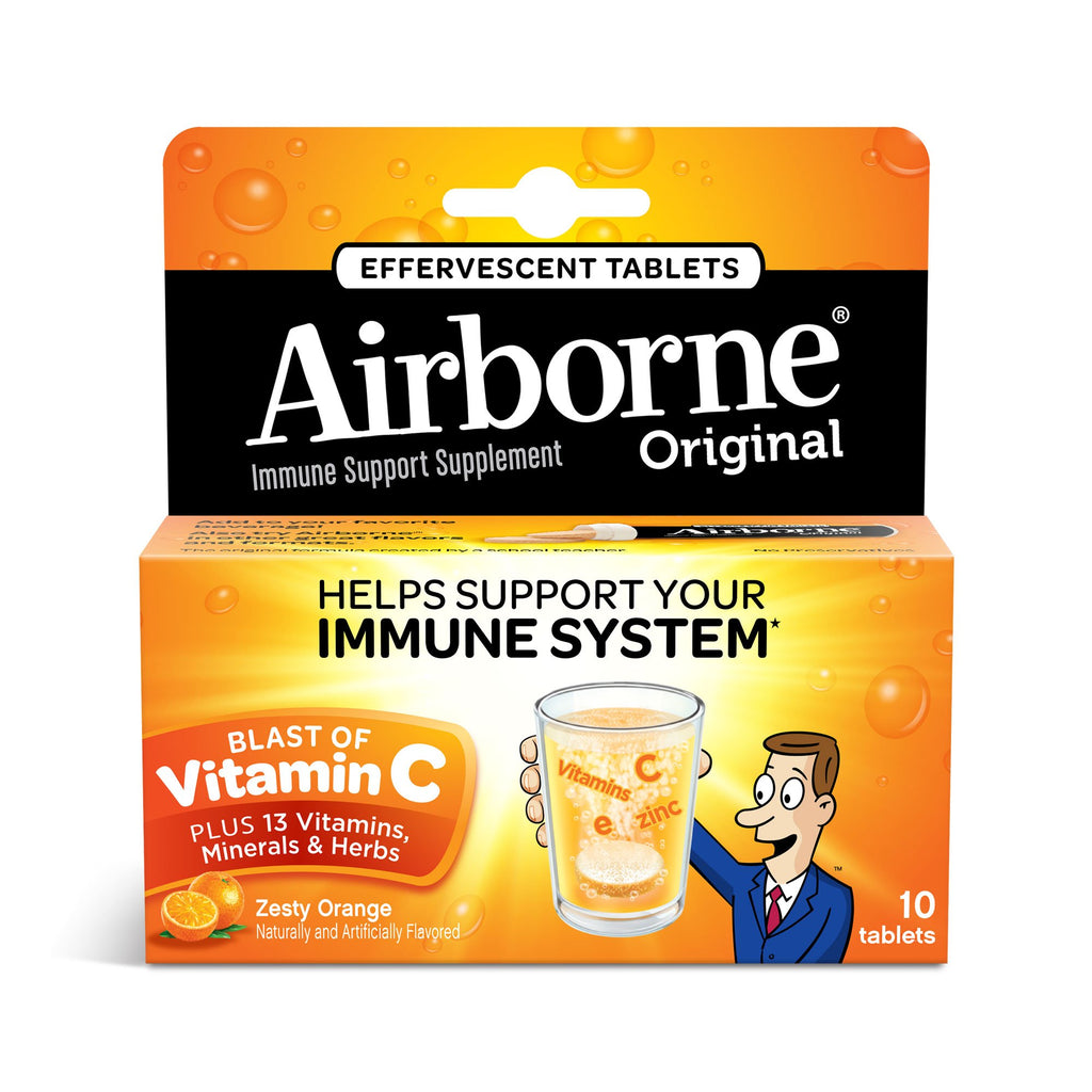 Airborne Effervescent Health Formula Tablets Orange - 10 Count