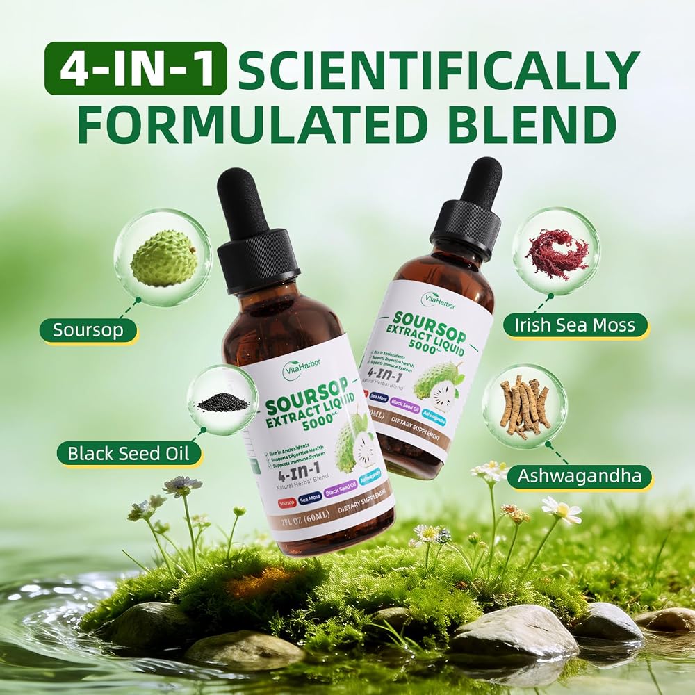 VitaHarbor 4-in-1 Soursop Bitters Liquid with Sea Moss & Black Seed Oil - image 2