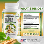 GreeNatr Ginkgo Biloba & Panax Ginseng Brain Supplement - 120 Tablets - image 6