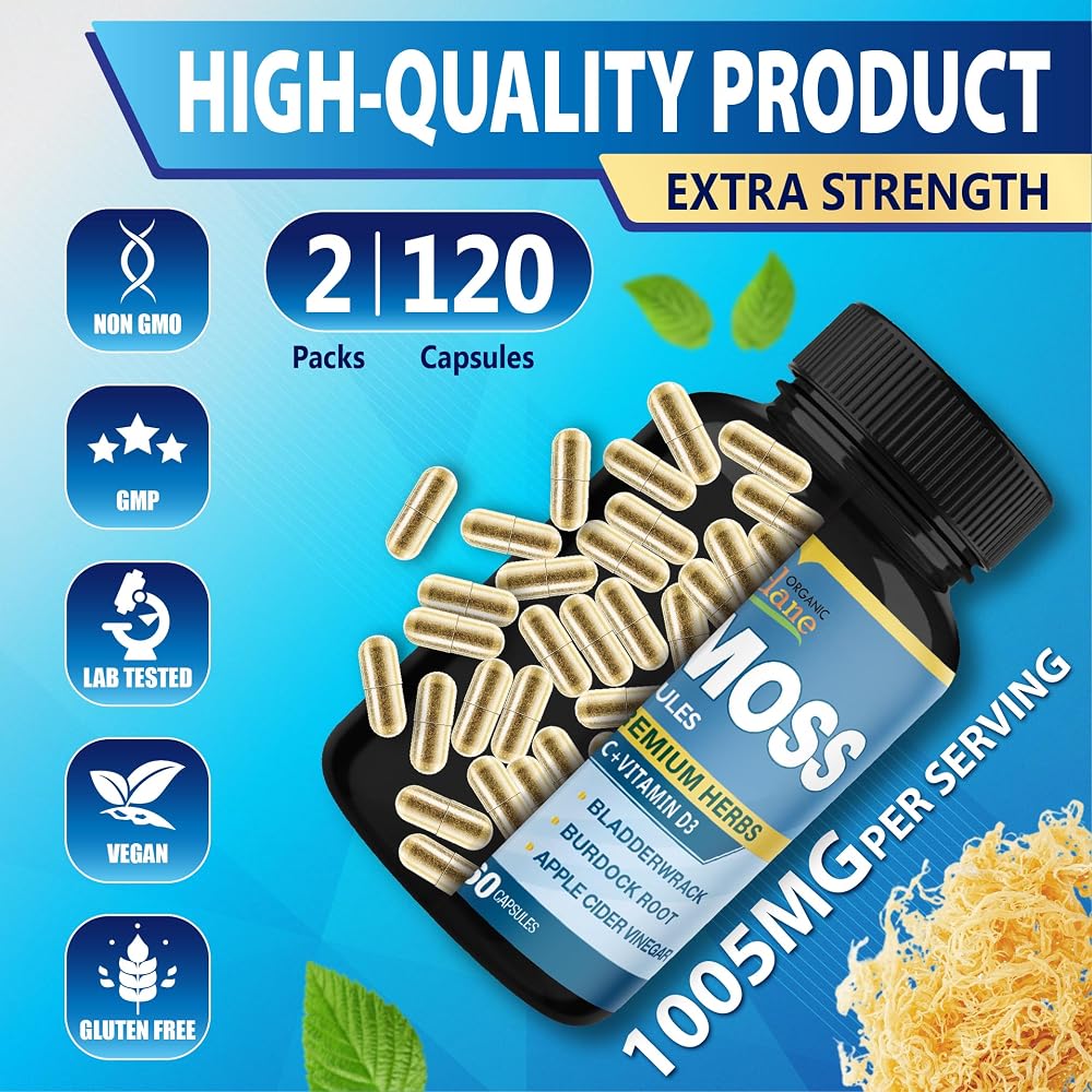 Organic Cadane Irish Sea Moss Powder Capsules - 120 Vegetarian Capsules - image 8