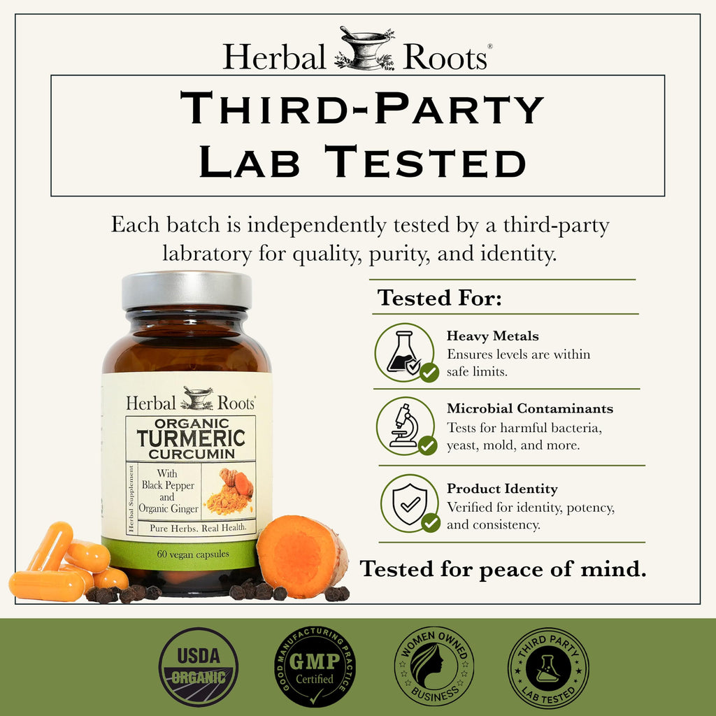 Herbal Roots Organic Turmeric Curcumin with Ginger & Black Pepper - 60 Capsules - image 5