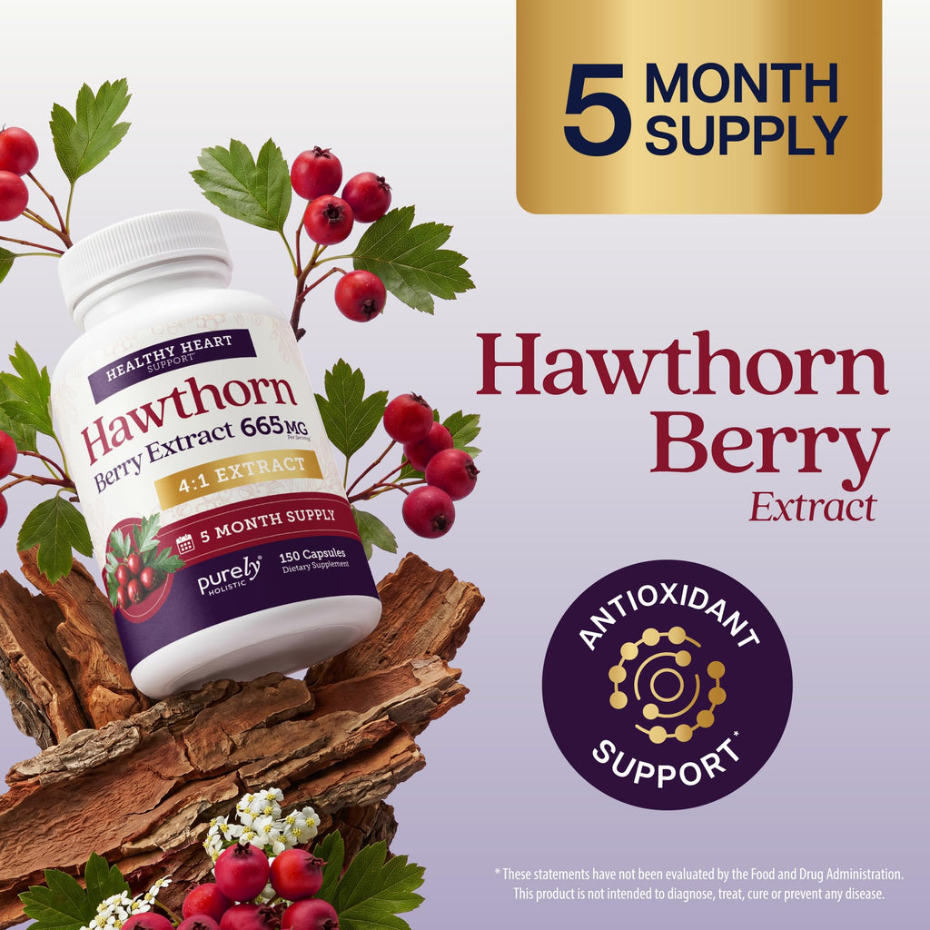 Purely Holistic Hawthorn Berry Extract 4:1 Supplement - 150 Capsules - image 2