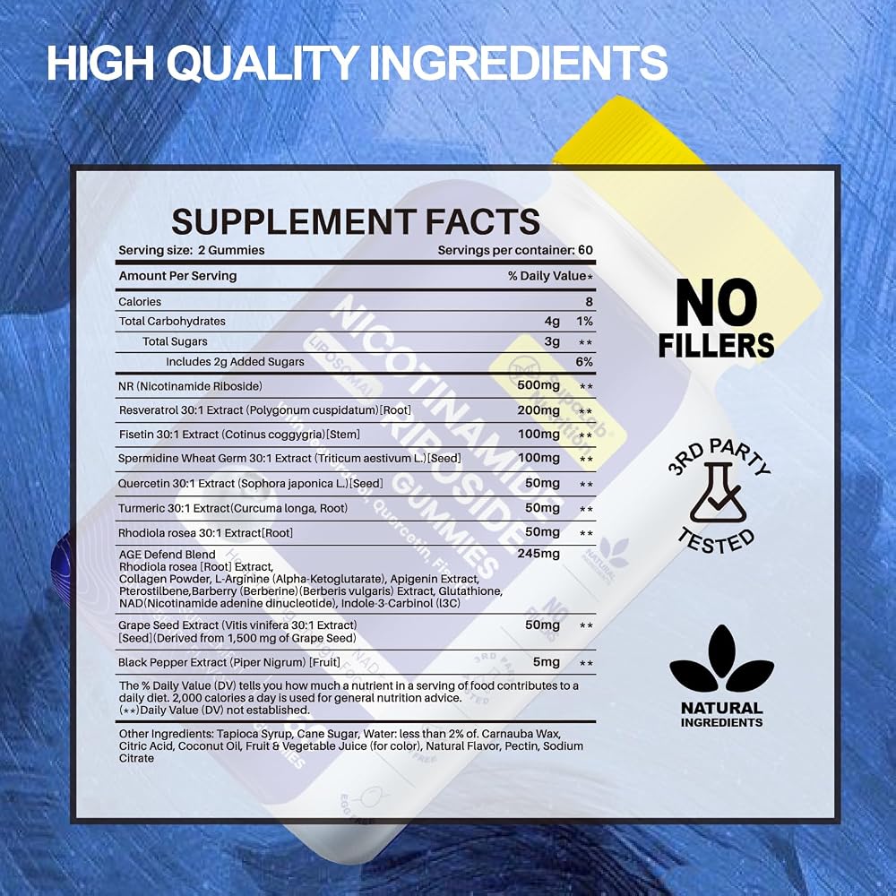 MEGNETA NAD+ Gummies with Resveratrol & Quercetin - 60 Gummies - image 2