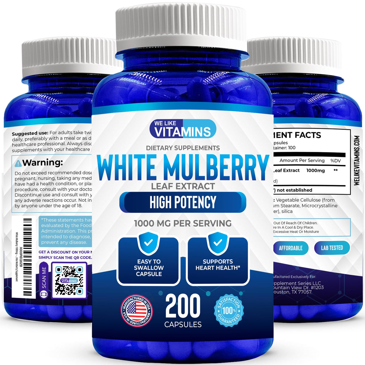 We Like Vitamins White Mulberry 1000mg - 200 Vegetarian Capsules