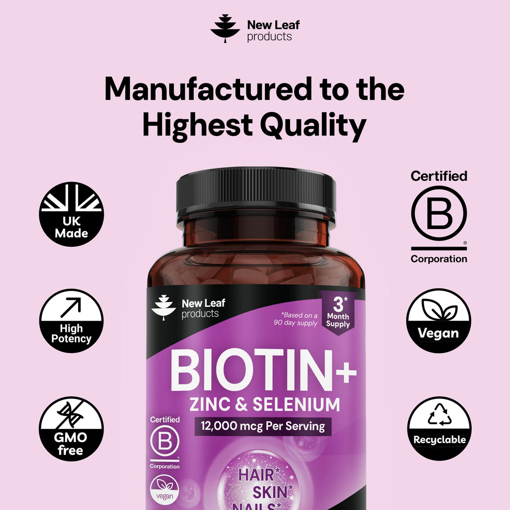 New Leaf Biotin 12000mcg Hair Skin Nails Vitamins - 180 Tablets - image 4