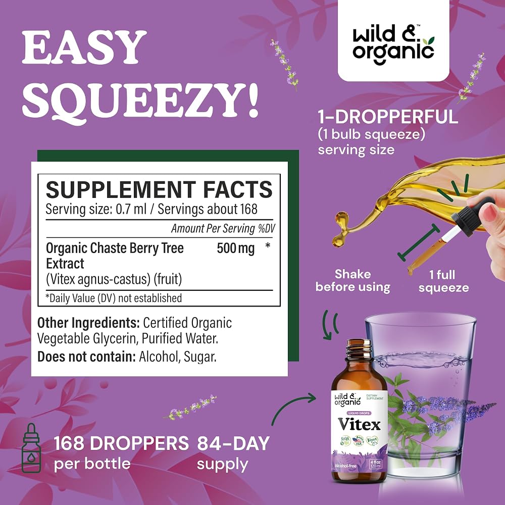 Wild & Organic Vitex Supplement for Women - Organic Chasteberry