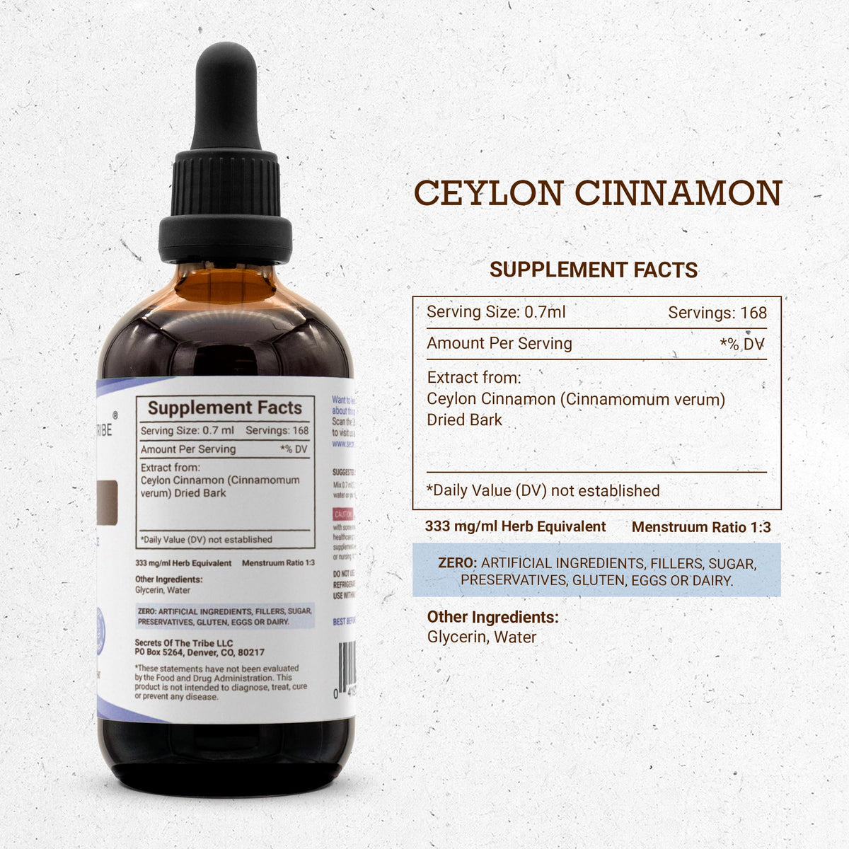 Secrets of the Tribe Ceylon Cinnamon Tincture Alcohol-Free Liquid