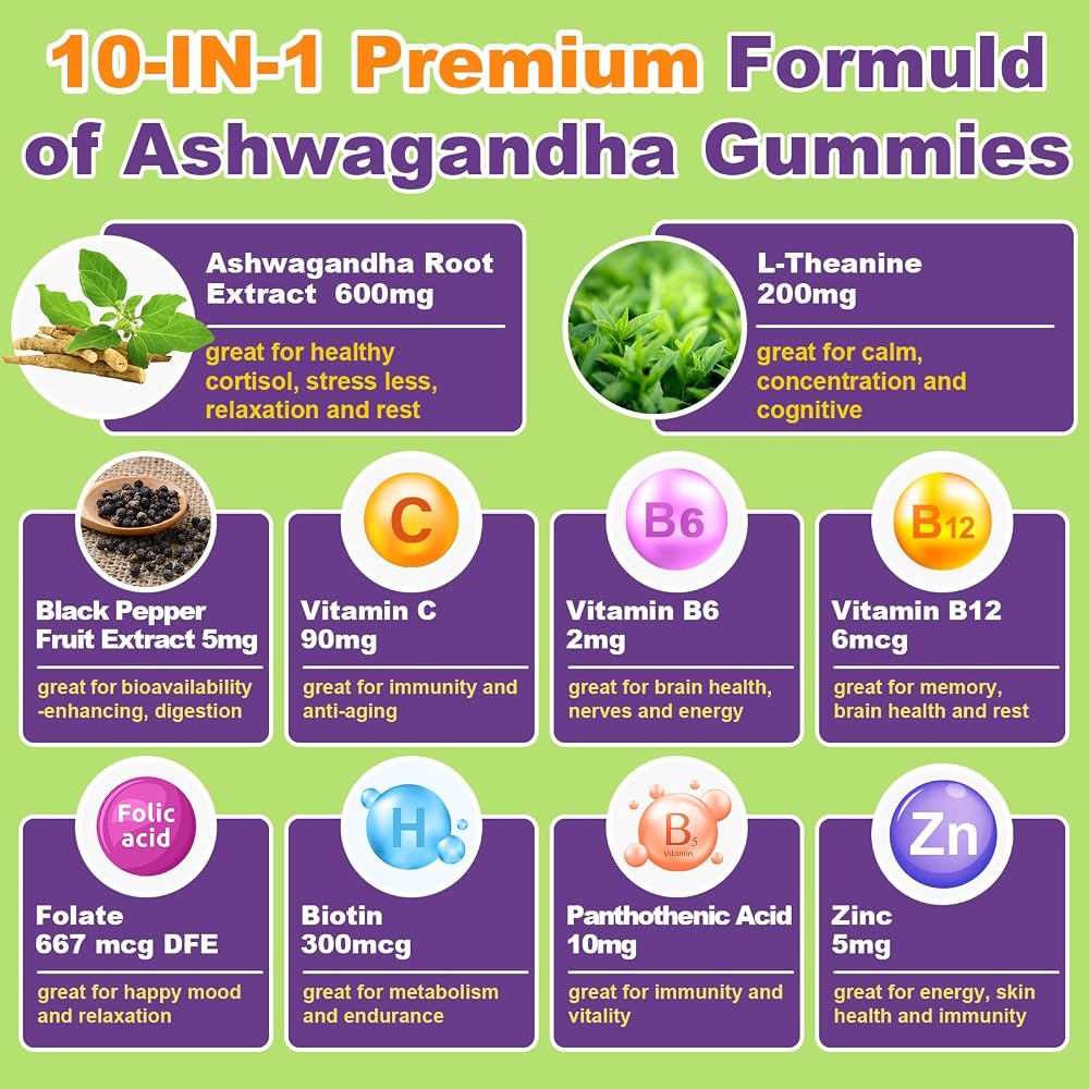 Mezqai Ashwagandha 10-in-1 Gummies for Stress Support - 60 Count - image 6