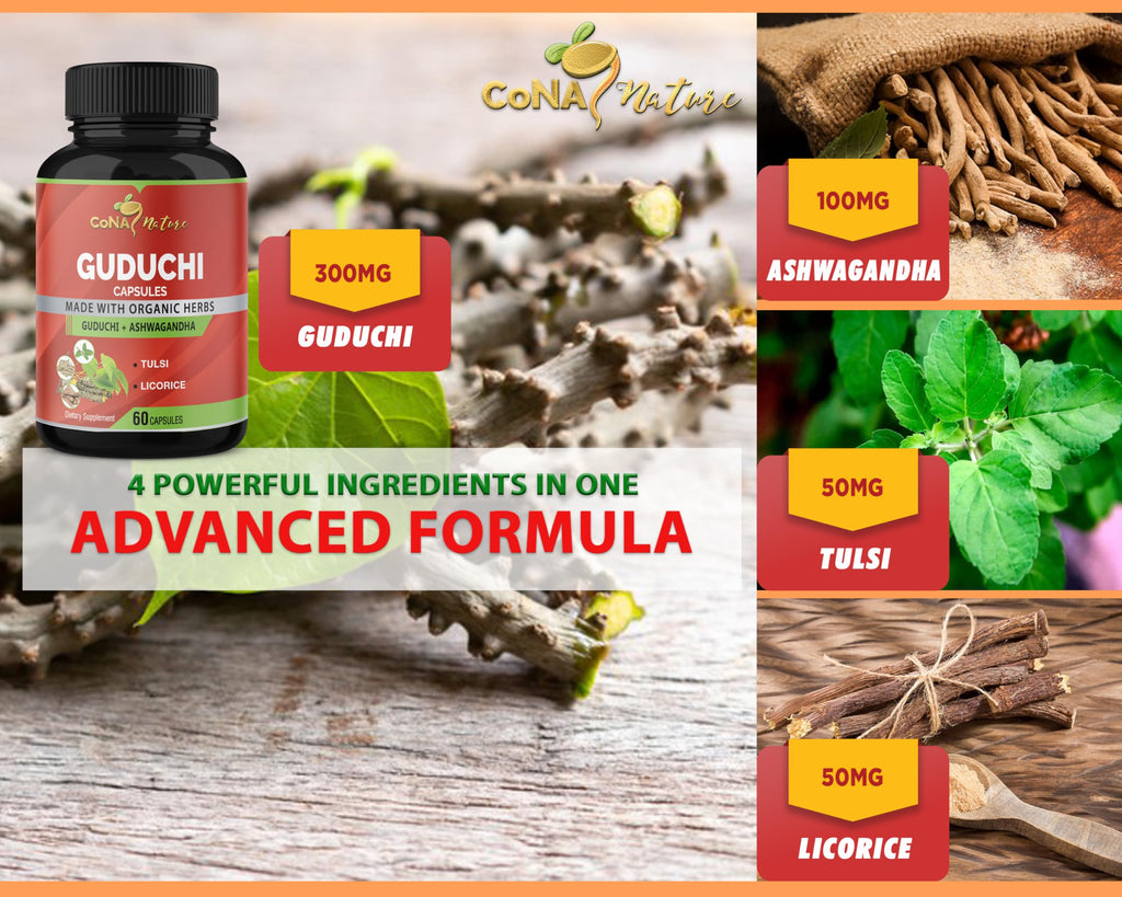 Cona Nature Giloy Guduchi Extract with Ashwagandha - 60 Vegetarian Capsules - image 2