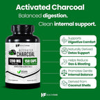 Healthfare Activated Charcoal 1200mg - 150 Vegan Capsules - image 2